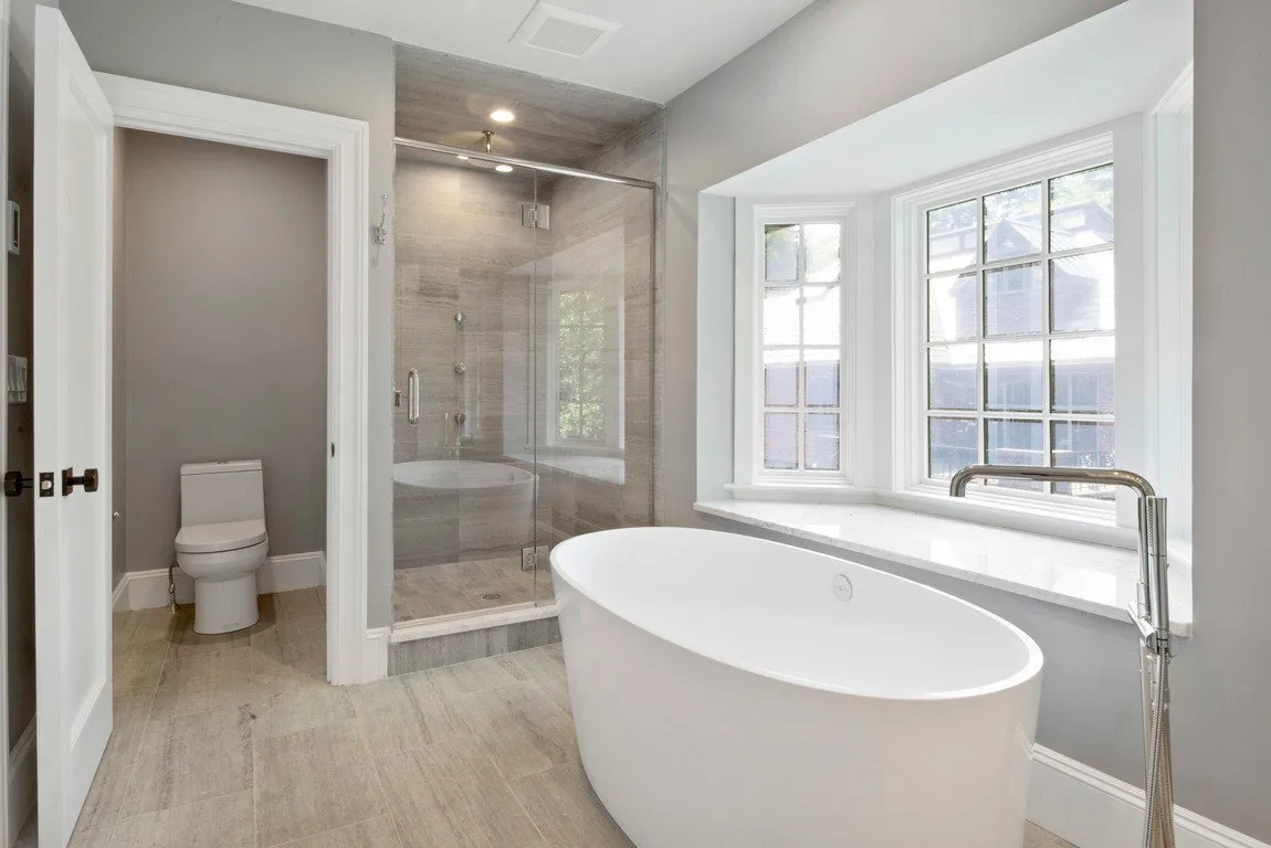 Primary bathroom with freestanding tub